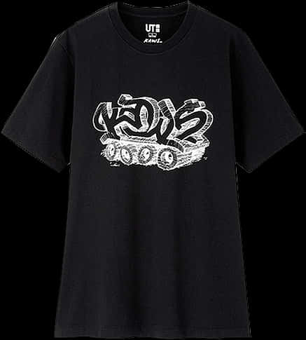 Black T Shirt Graffiti Tank Graphic PNG with transparent background