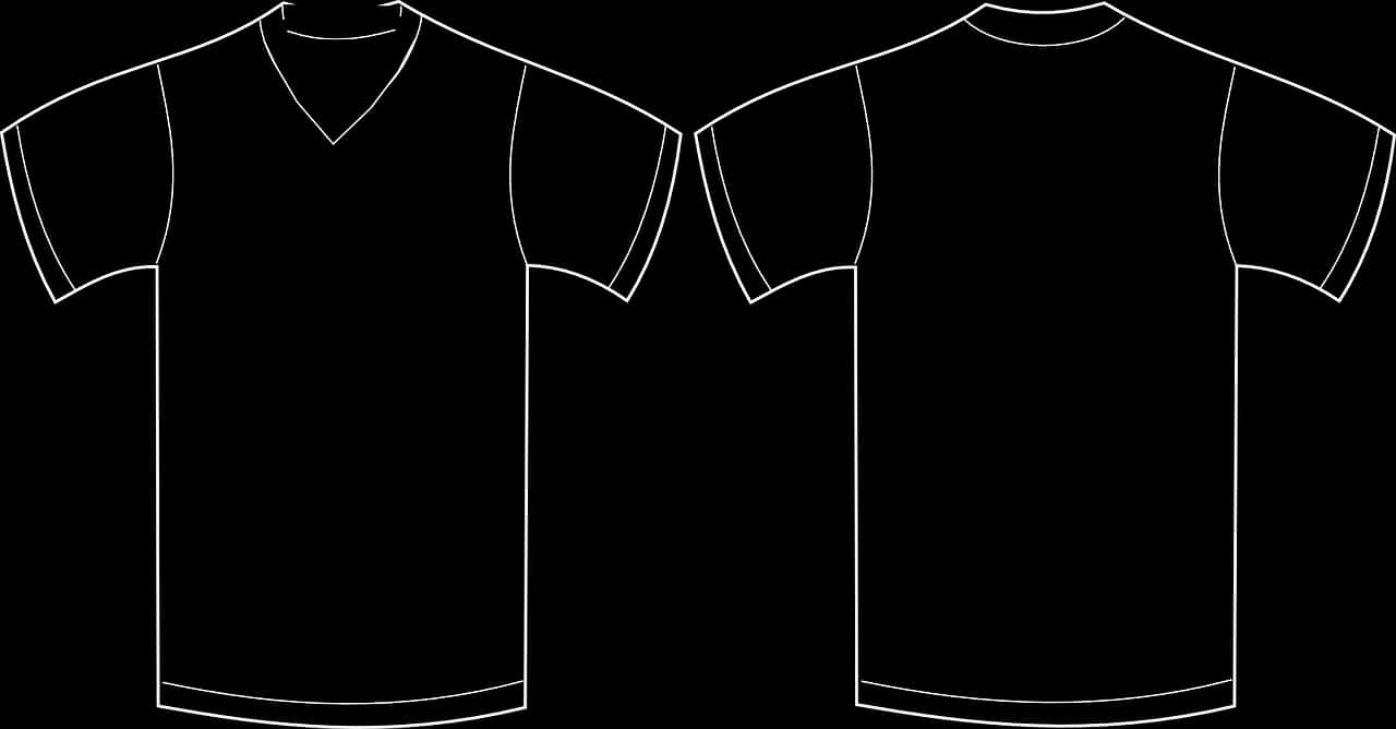 Black T Shirt Template Front Back PNG with transparent background