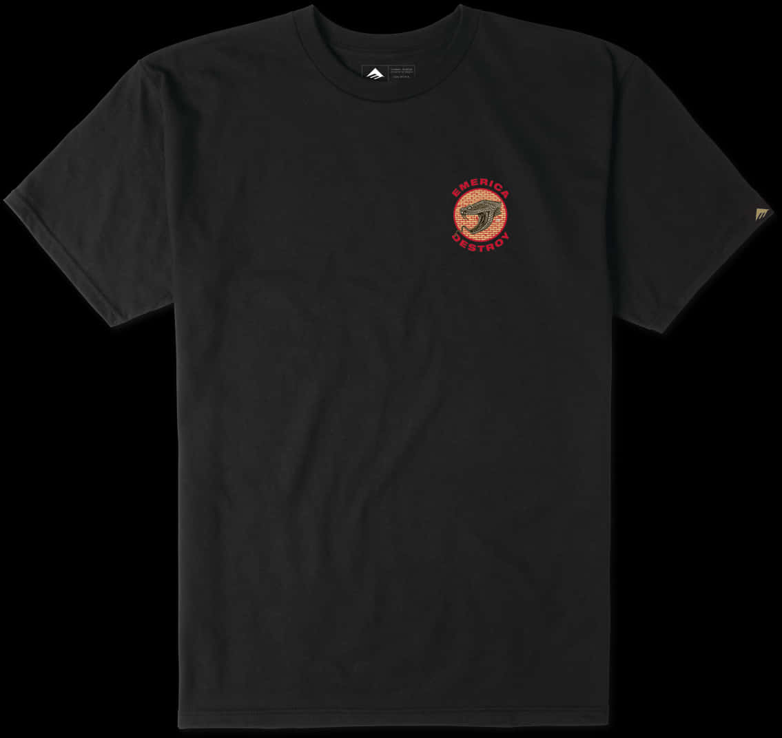 Black T Shirtwith Graphic Logo PNG with transparent background