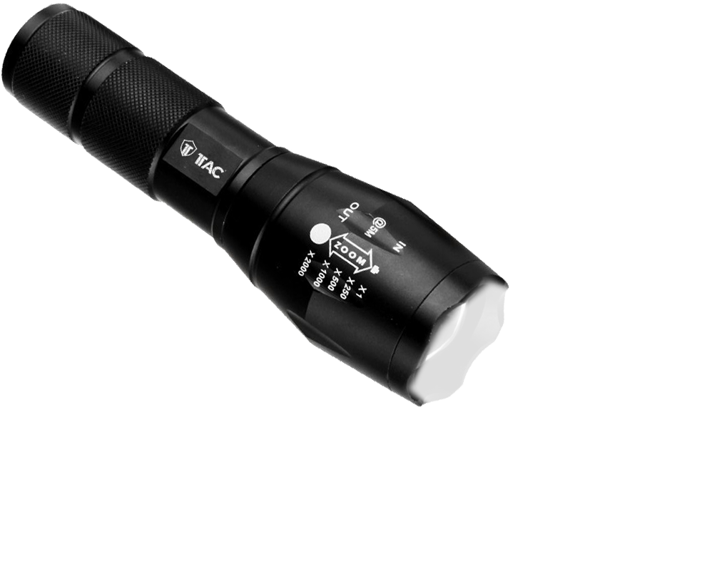 Black Tactical Flashlight Illuminating