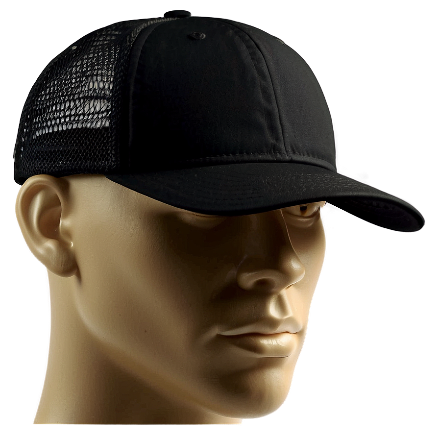 Black Trucker Hat With Breathable Panels Png Jye