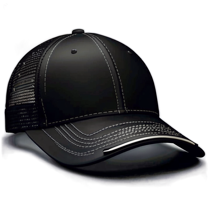 Black Trucker Hat With Buckle Closure Png 06282024