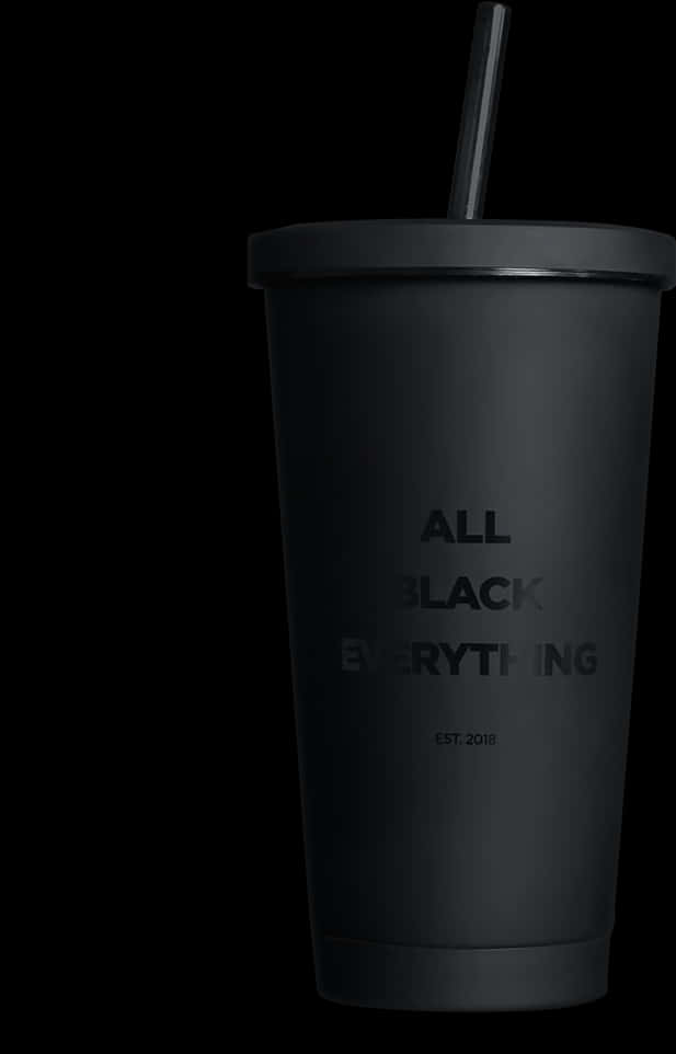 Black Tumbler With Text Design