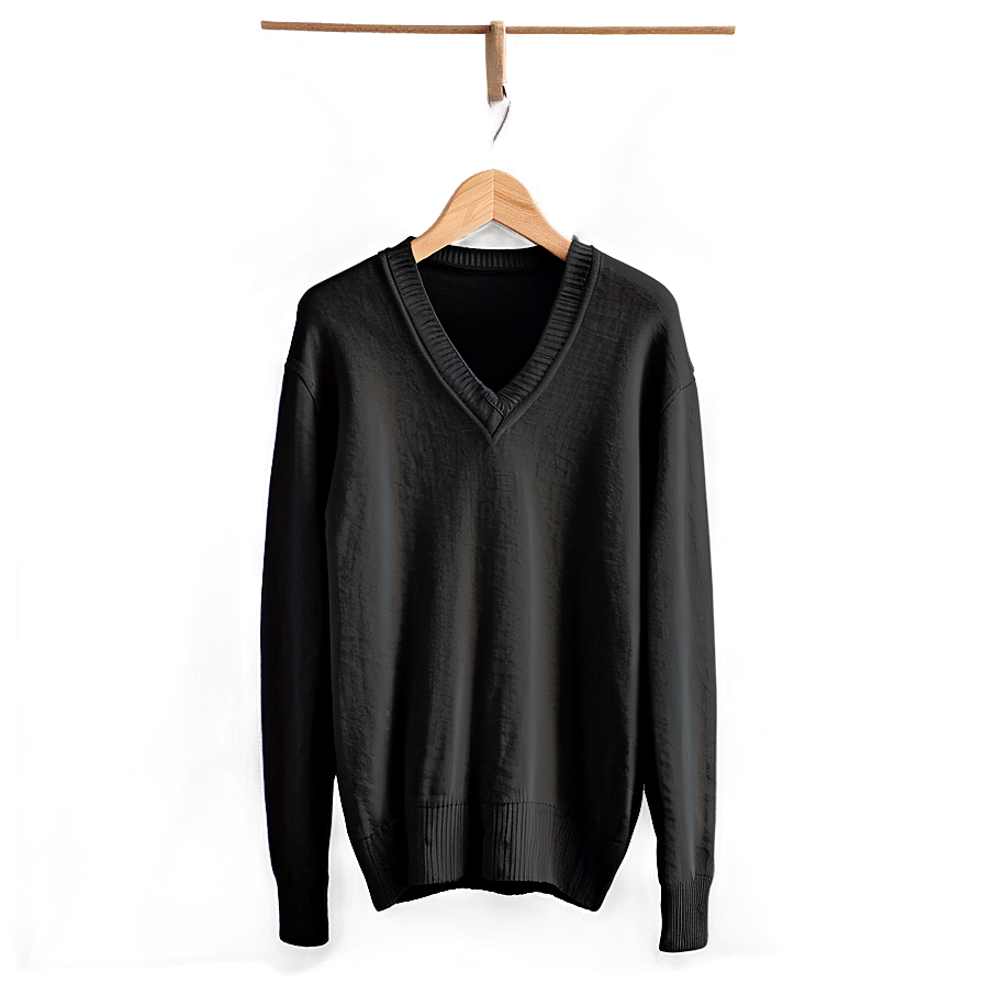 Black V-neck Sweater Png Yis50 Image