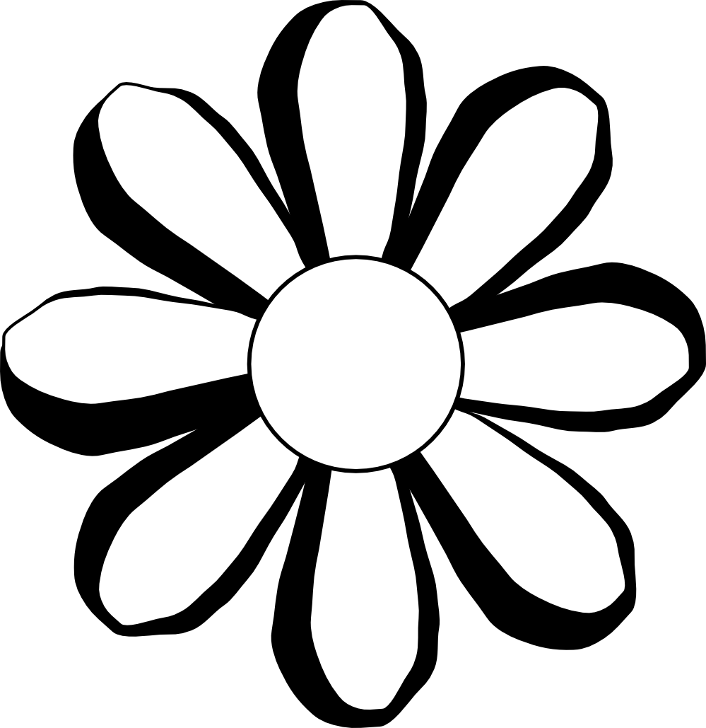 Black White Daisy Graphic PNG with transparent background
