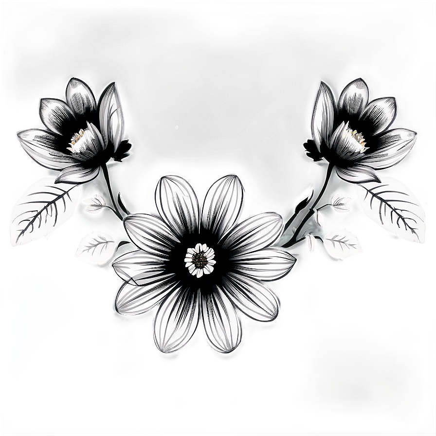 Black White Floral Backgrounds Png Duj