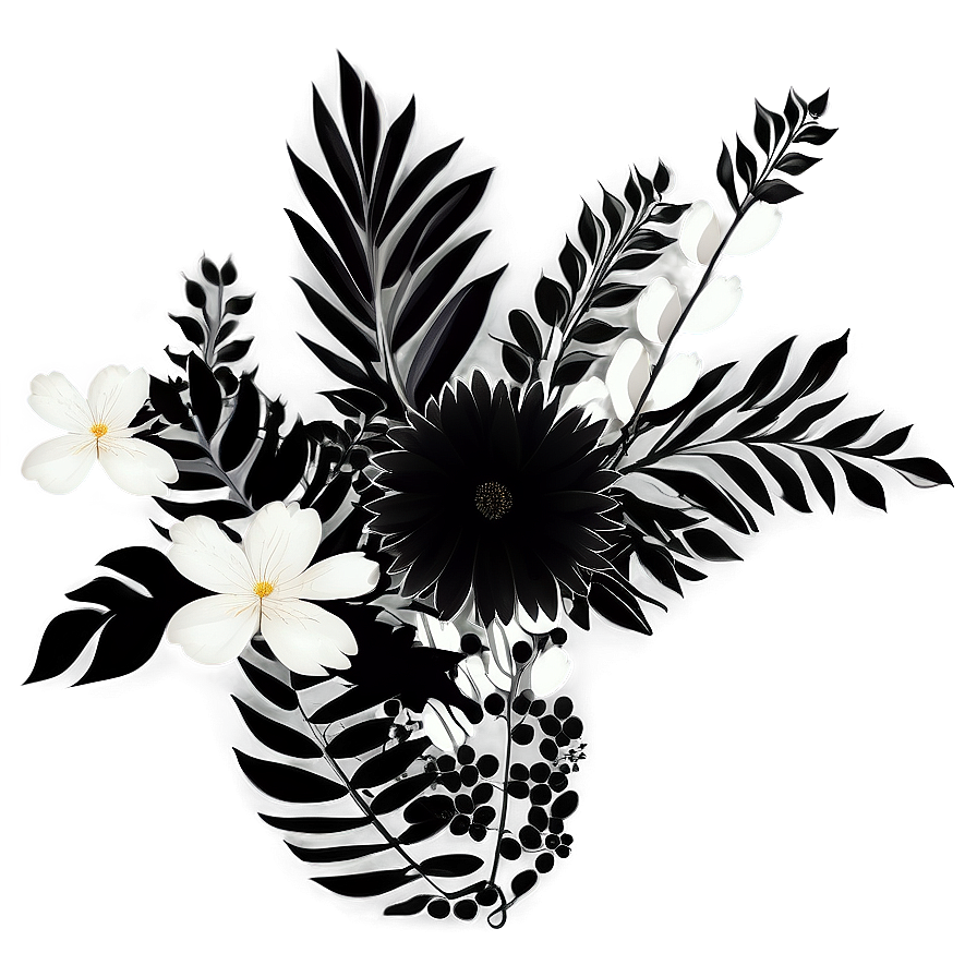 Black White Floral Backgrounds Png Uya