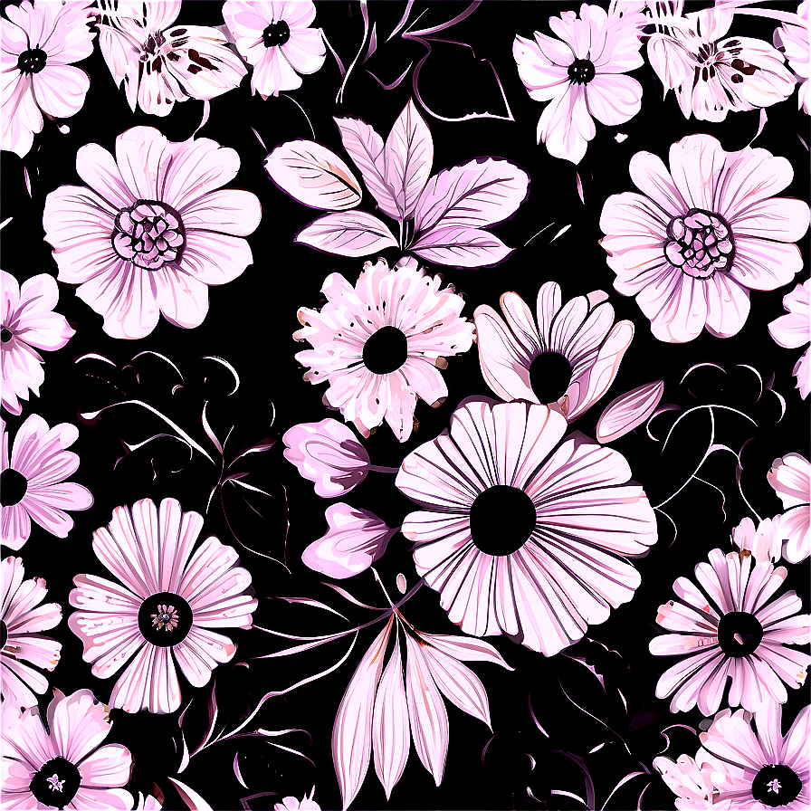 Black White Floral Patterns Png Mca