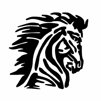 Black White Mustang Logo PNG with transparent background