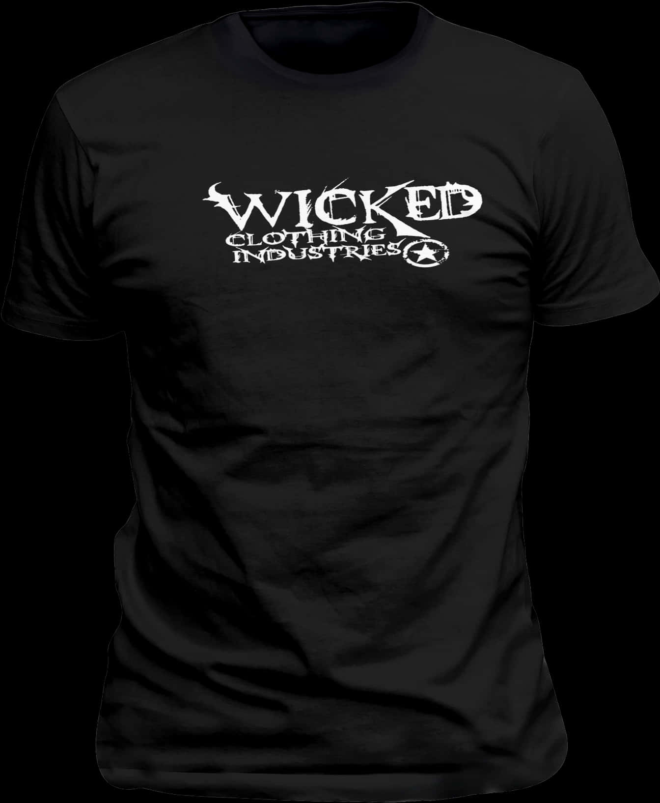 Black Wicked Clothing Industries Shirt PNG with transparent background