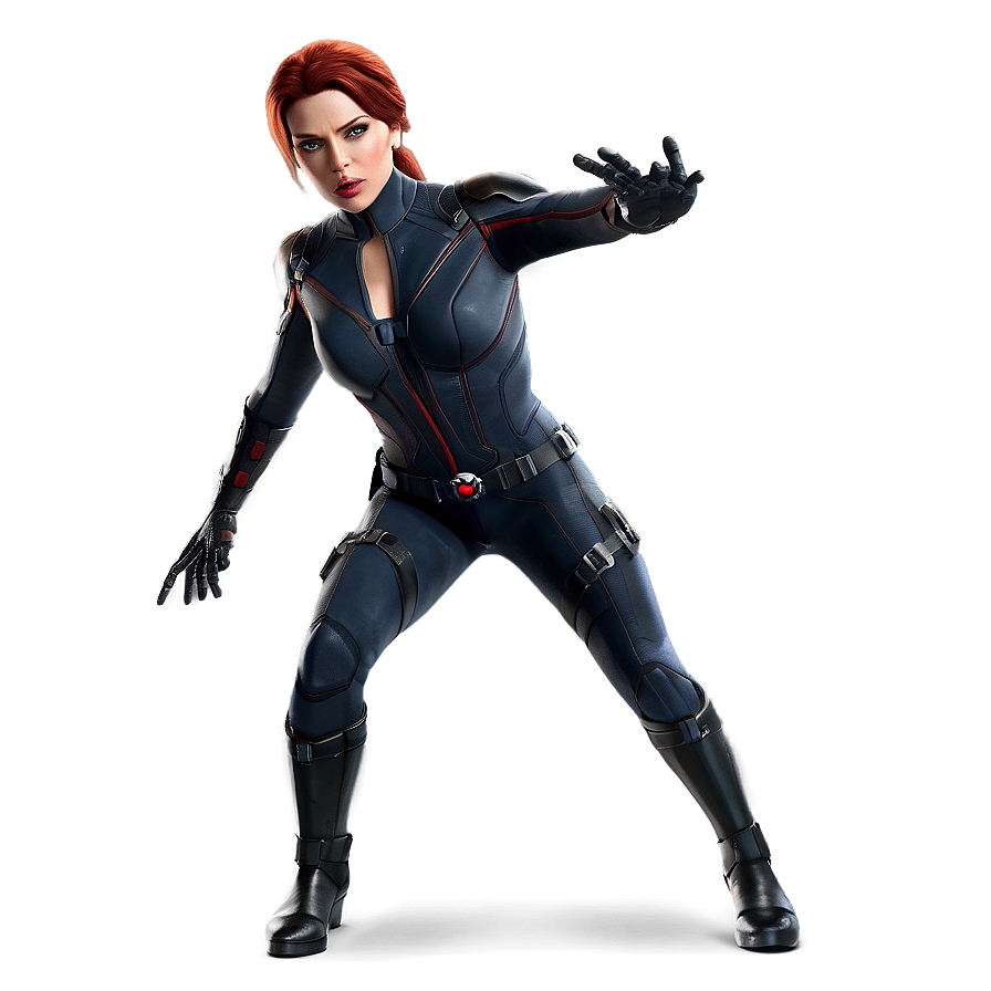 Black Widow Action Pose PNG thr PNG with transparent background