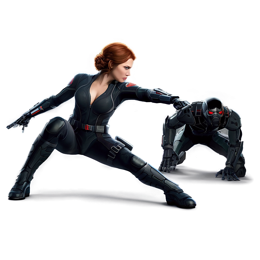 Black Widow Fighting Stance Png 05212024