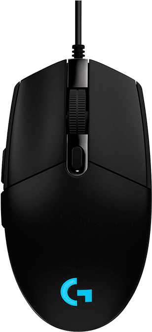 Black Wired Gaming Mouse PNG with transparent background