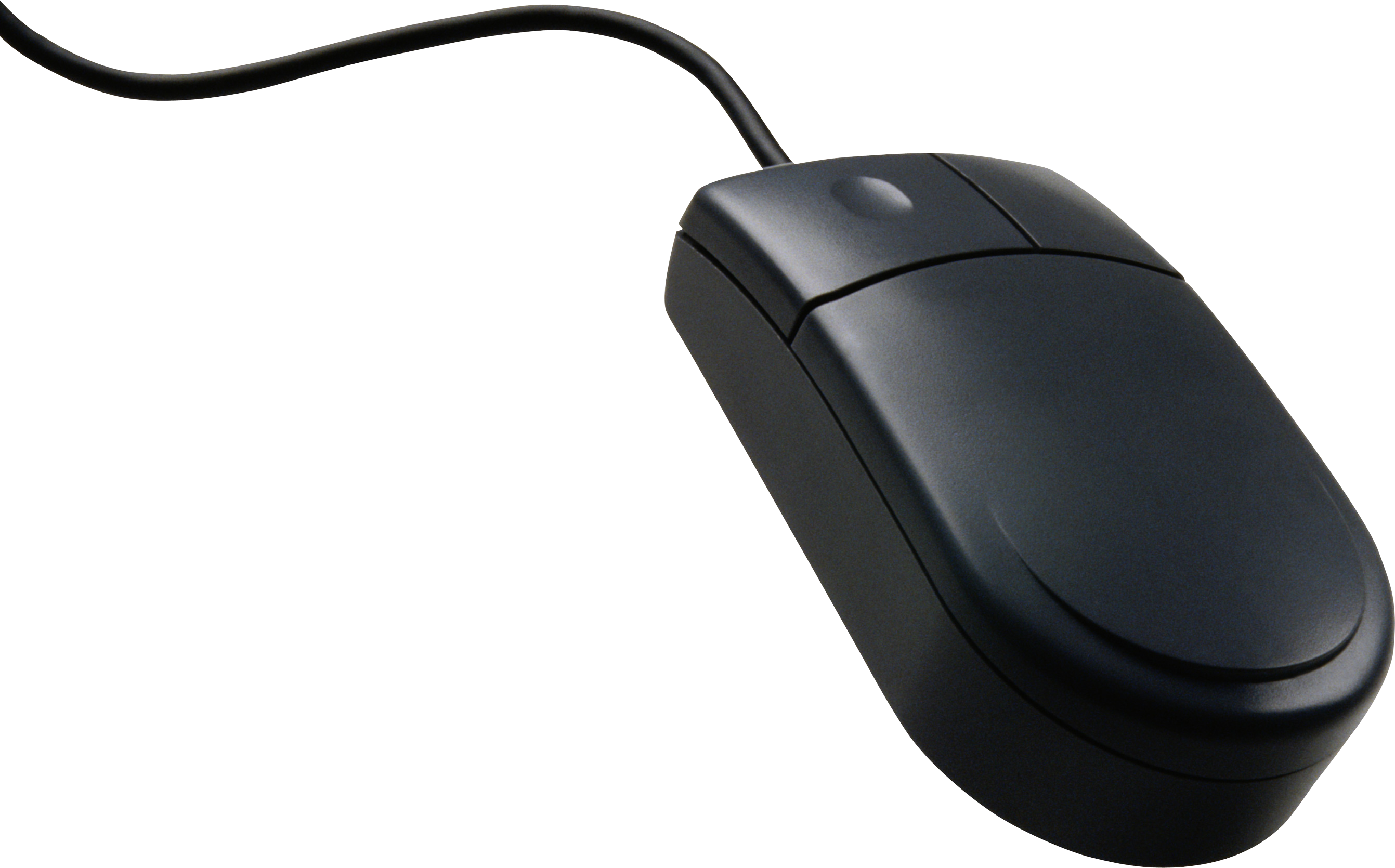 Black Wired Optical Mouse PNG with transparent background