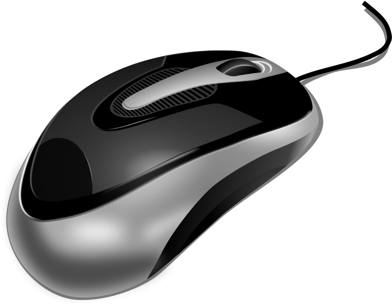 Black Wired Optical Mouse PNG with transparent background