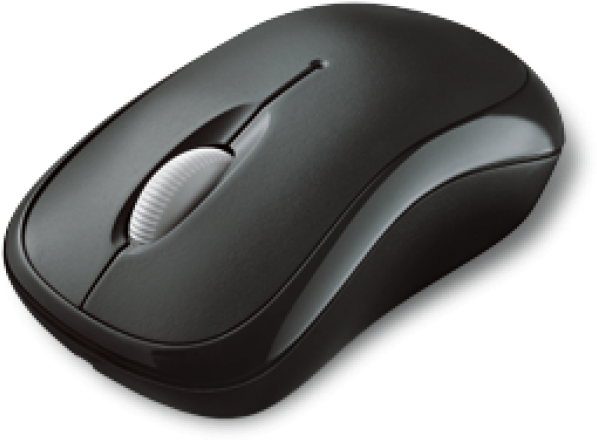 Black Wireless Computer Mouse PNG with transparent background