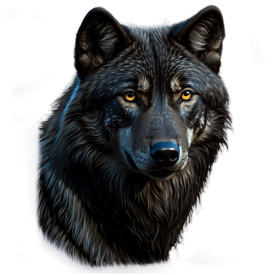 Black Wolf Portrait Png 05032024