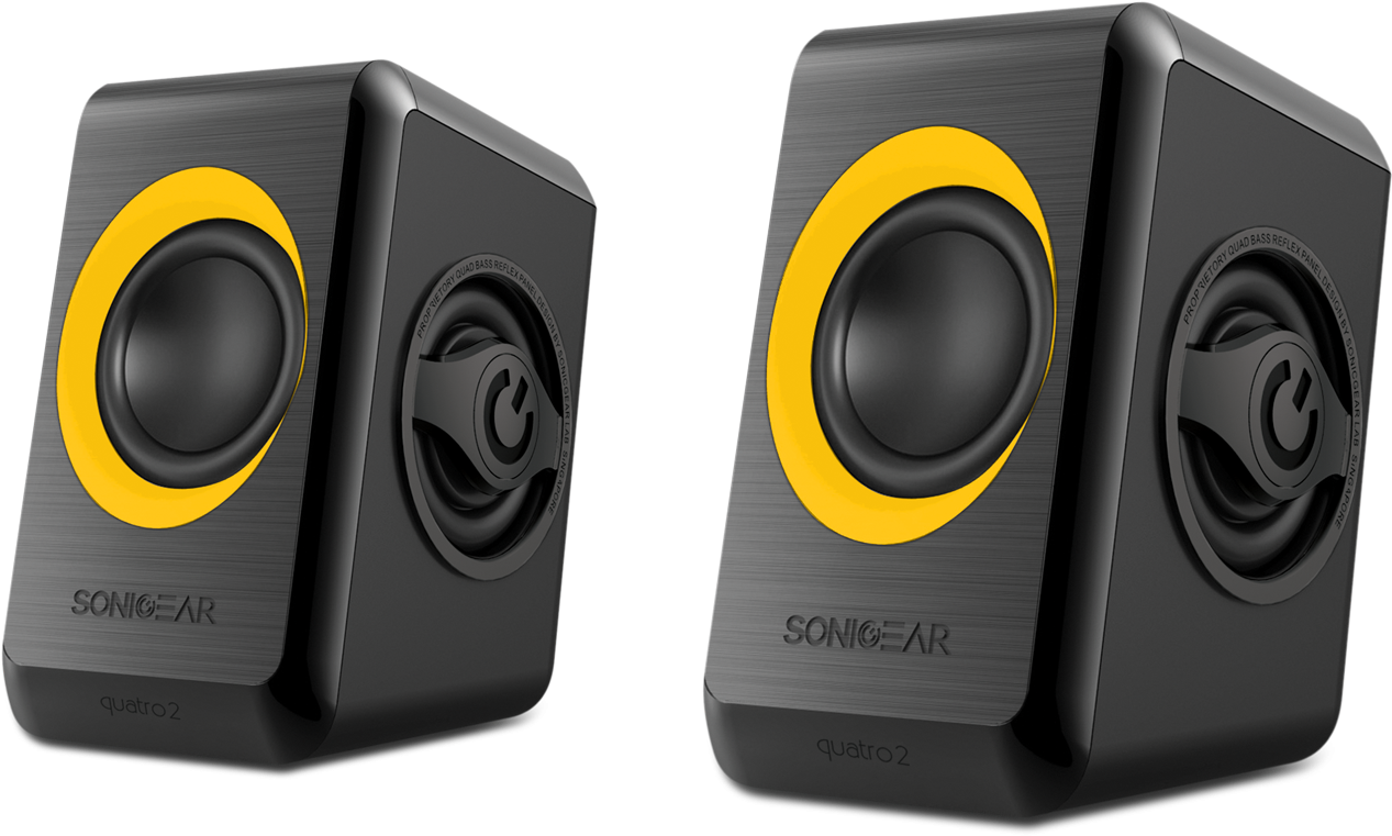 Black Yellow Desktop Speakers