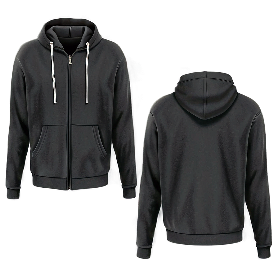 Black Zip-up Sweatshirt Illustration Png 4