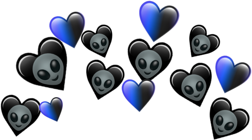 Blackand Blue Heart Emojis