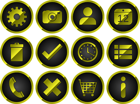 Blackand Gold Interface Icons