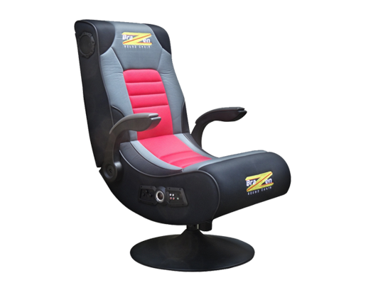 Blackand Red Gaming Chairwith Speakers PNG with transparent background