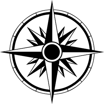 Blackand White Compass Design PNG with transparent background