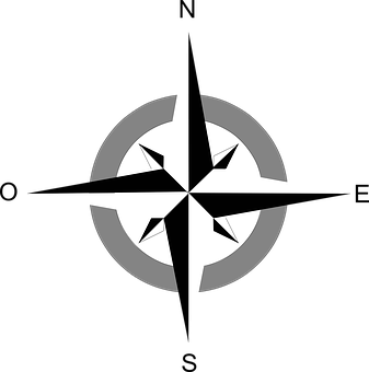 Blackand White Compass Graphic PNG with transparent background