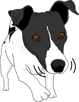 Blackand White Dog Illustration PNG with transparent background