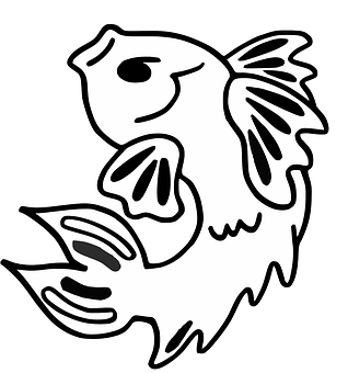 Blackand White Fish Drawing PNG with transparent background