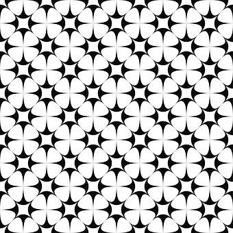 Blackand White Floral Tile Pattern PNG with transparent background