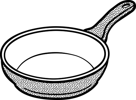Blackand White Frying Pan Illustration.jpg PNG with transparent background