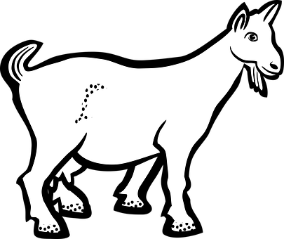Blackand White Goat Illustration PNG with transparent background