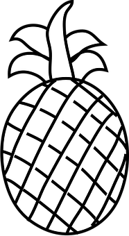 Blackand White Pineapple Graphic PNG with transparent background