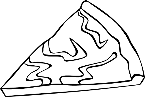 Blackand White Pizza Slice Illustration PNG with transparent background