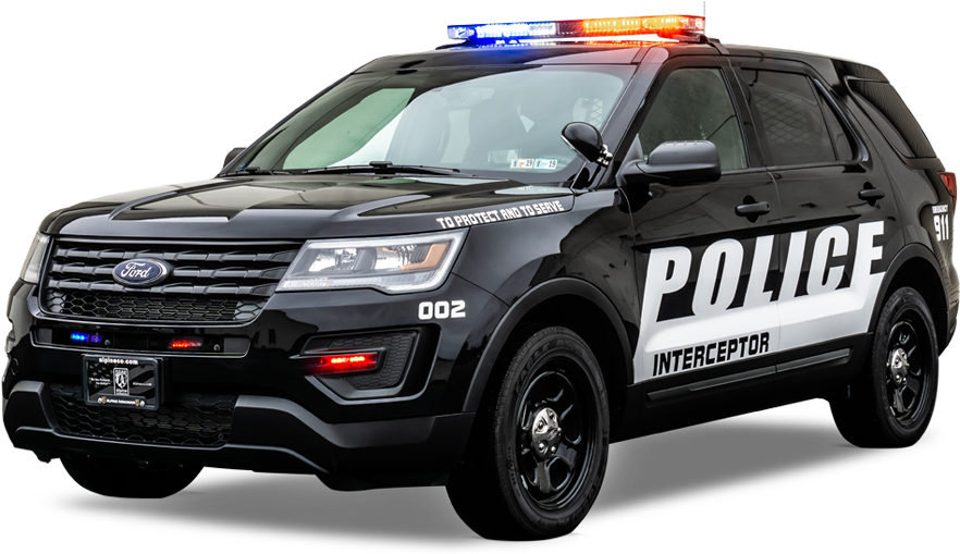 Blackand White Police Interceptor Vehicle