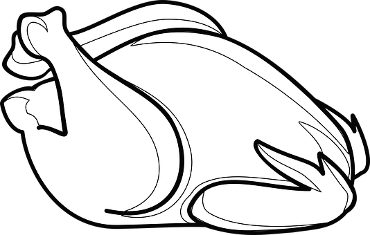 Blackand White Turkey Outline PNG with transparent background
