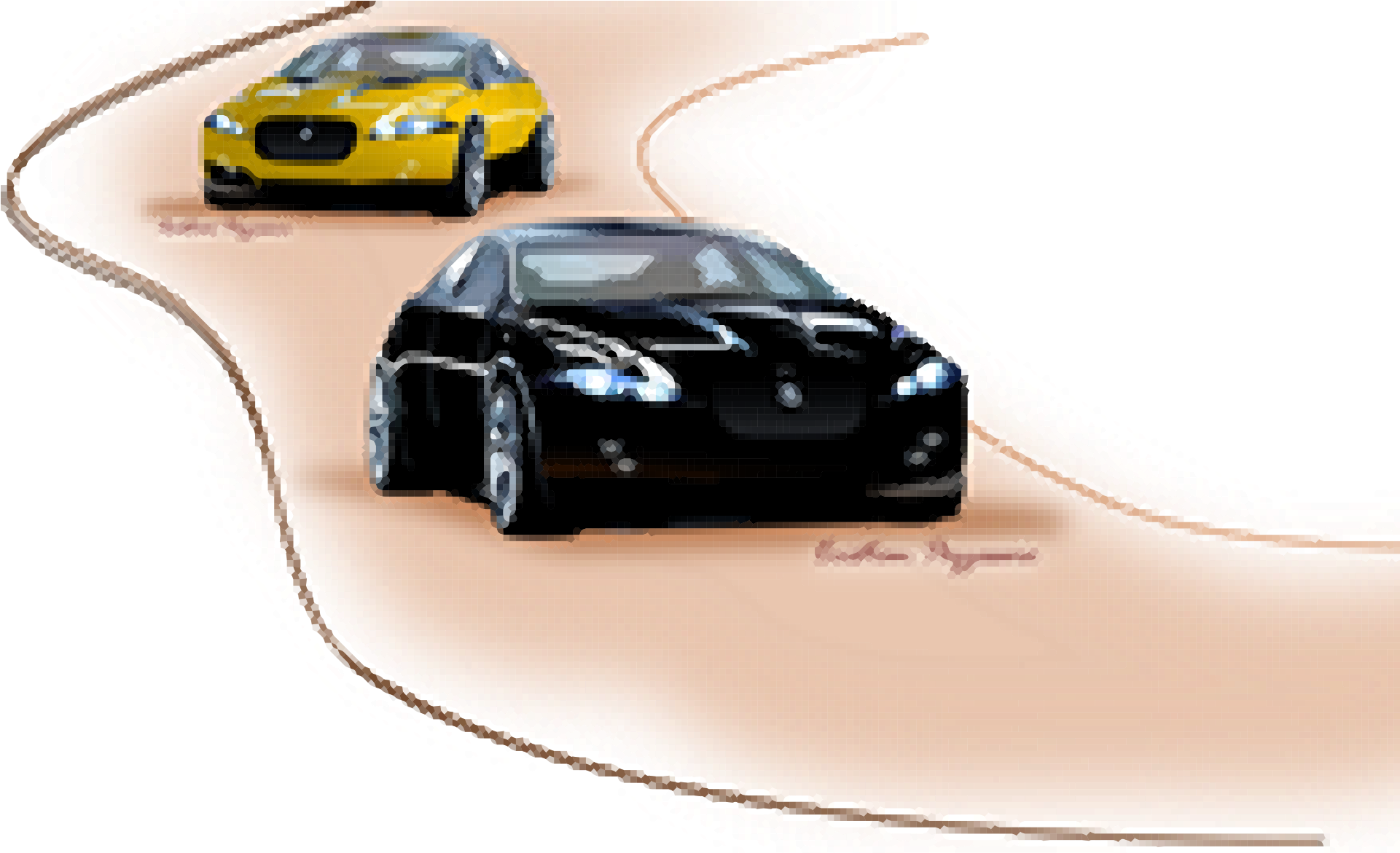 Blackand Yellow Sports Cars Racing