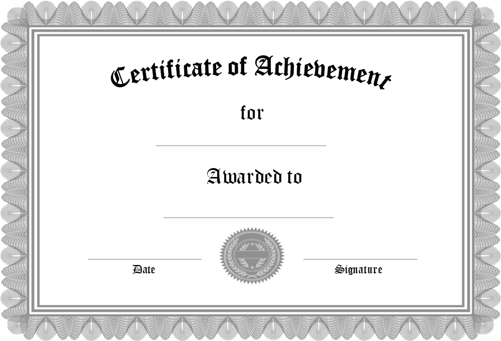 Blank Certificateof Achievement Template