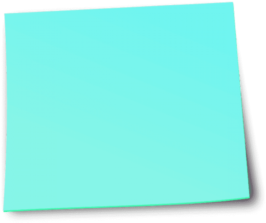 Blank Cyan Postit Note PNG with transparent background