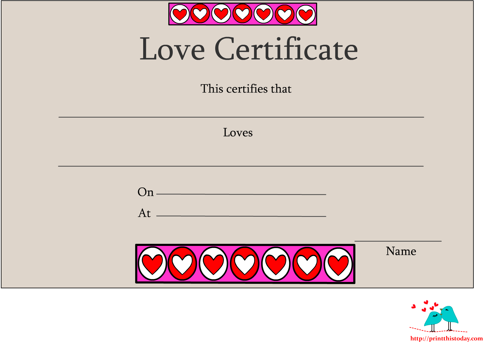 Blank Love Certificate Template