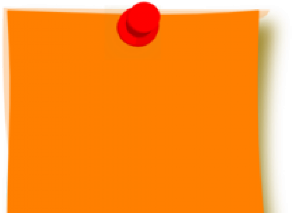 Blank Orange Postit Notewith Red Pin PNG with transparent background