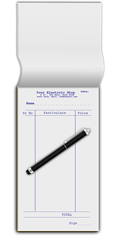 Blank Receiptwith Pen PNG with transparent background