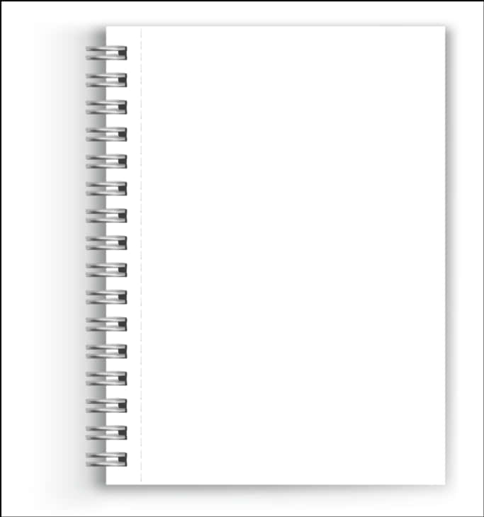 Blank Spiral Notebook Page PNG with transparent background