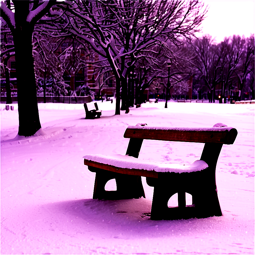 Blanket Of Snow Park Bench Png Hth26