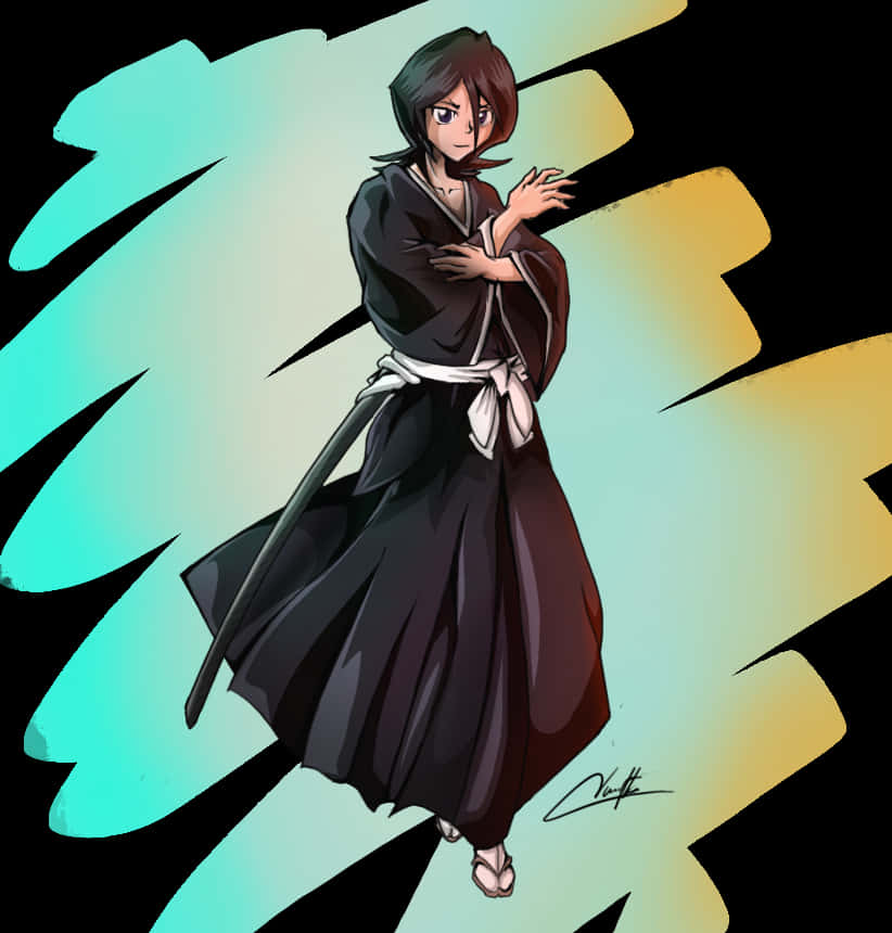 Bleach Anime Character Stance PNG with transparent background