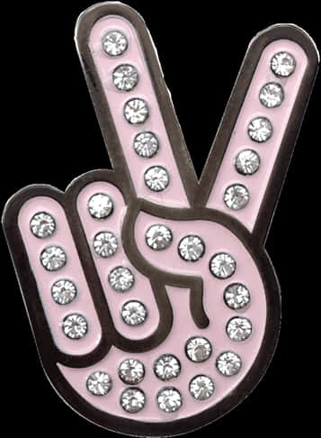 Blinged Out Peace Sign Pin PNG image with a transparent background, free high-resolution download