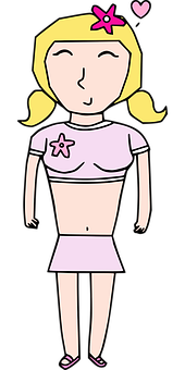 Blissful Cartoon Girlwith Star Accessories PNG with transparent background