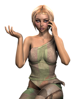 Blonde Animated Character Pose PNG with transparent background