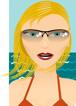 Blonde Beachgoer Cartoon PNG with transparent background